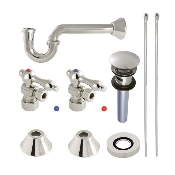 Kingston Brass Plumbing Sink Trim Kit with PTrap and Overflow Drain, Polished Nickel CC53306VOKB30